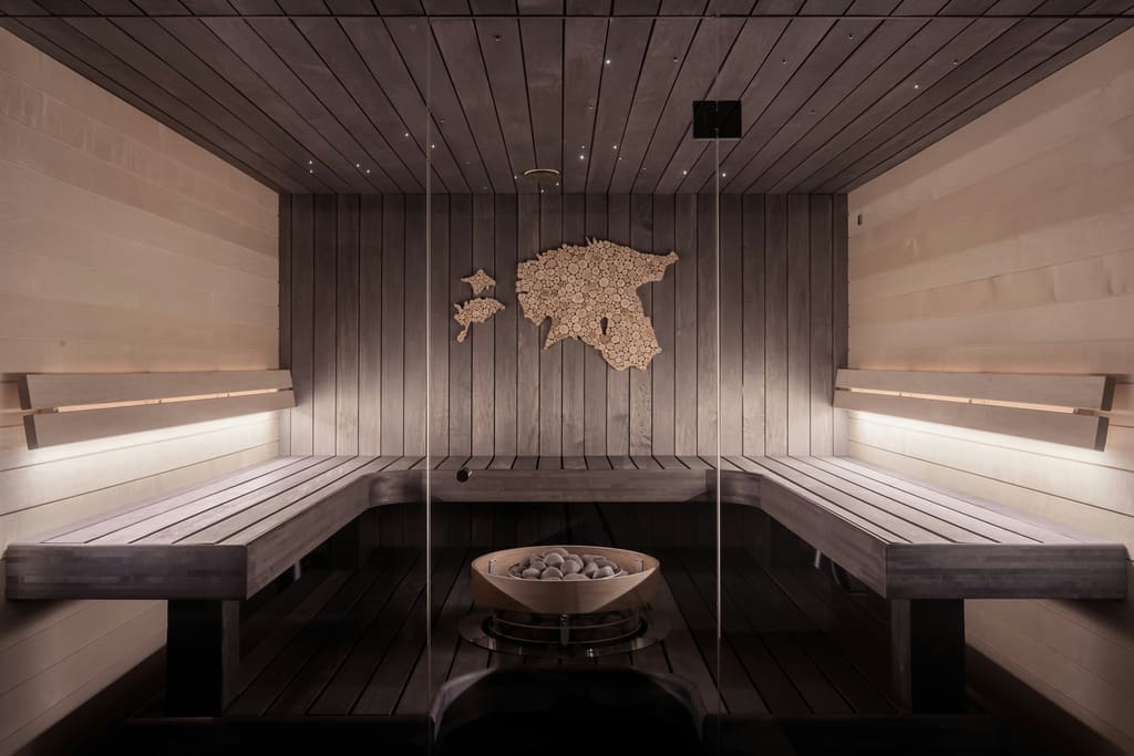 The candlelit sauna at Solara